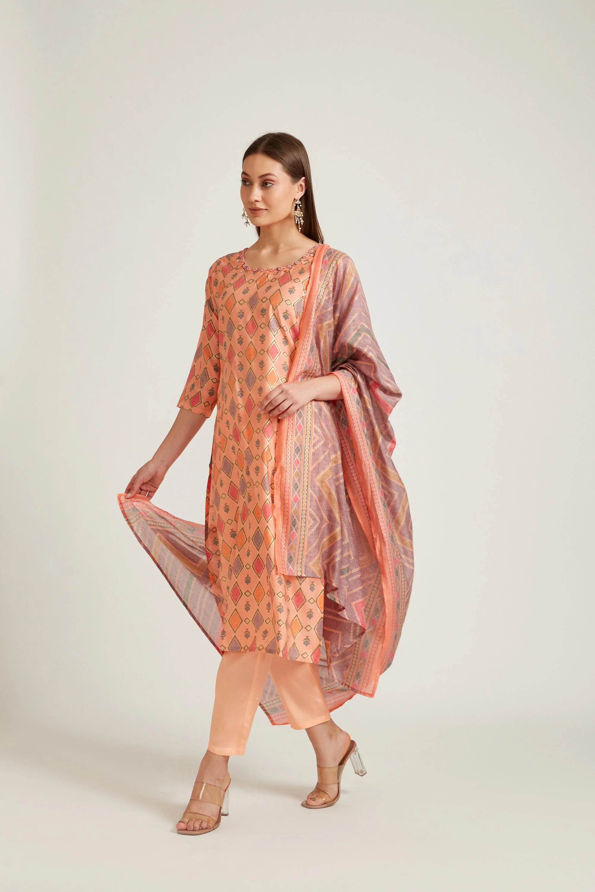 Neerus Peach Color Model Fabric Salwar Kameez - Image 2