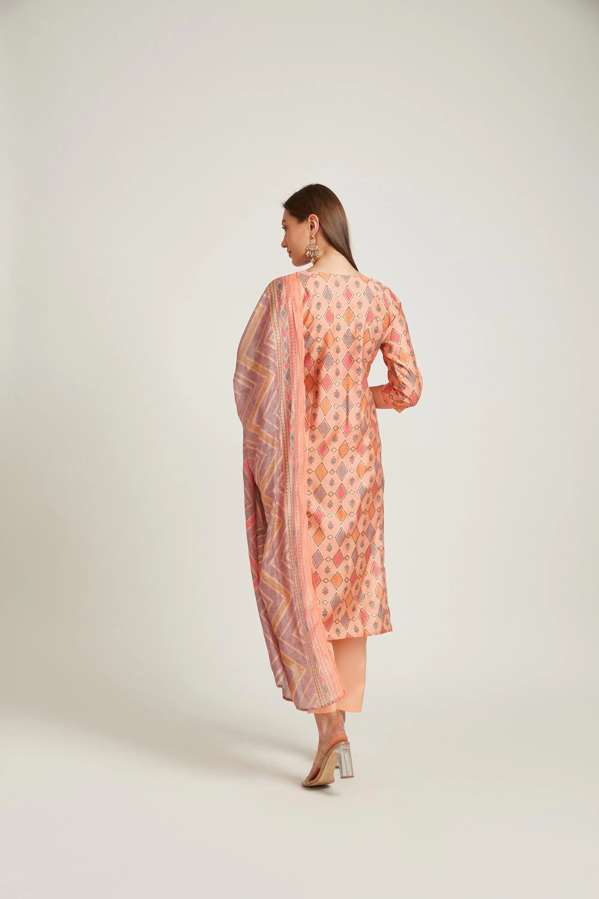 Neerus Peach Color Model Fabric Salwar Kameez - Image 3
