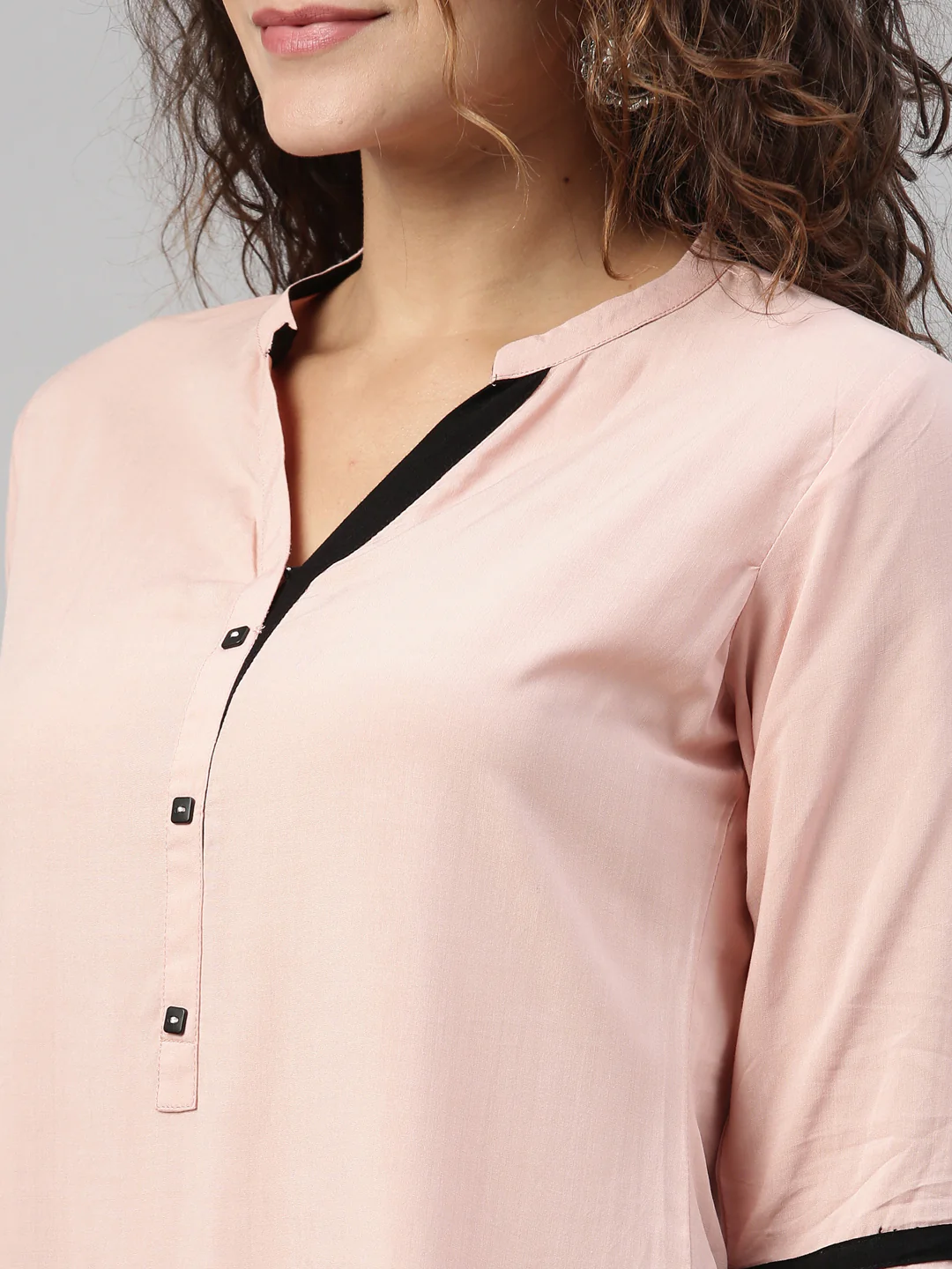 Neerus Peach Color Rayon Fabric Kurta - Image 3