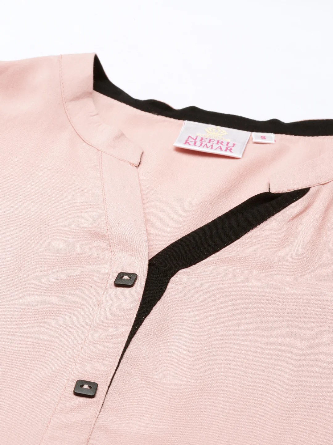 Neerus Peach Color Rayon Fabric Kurta - Image 5