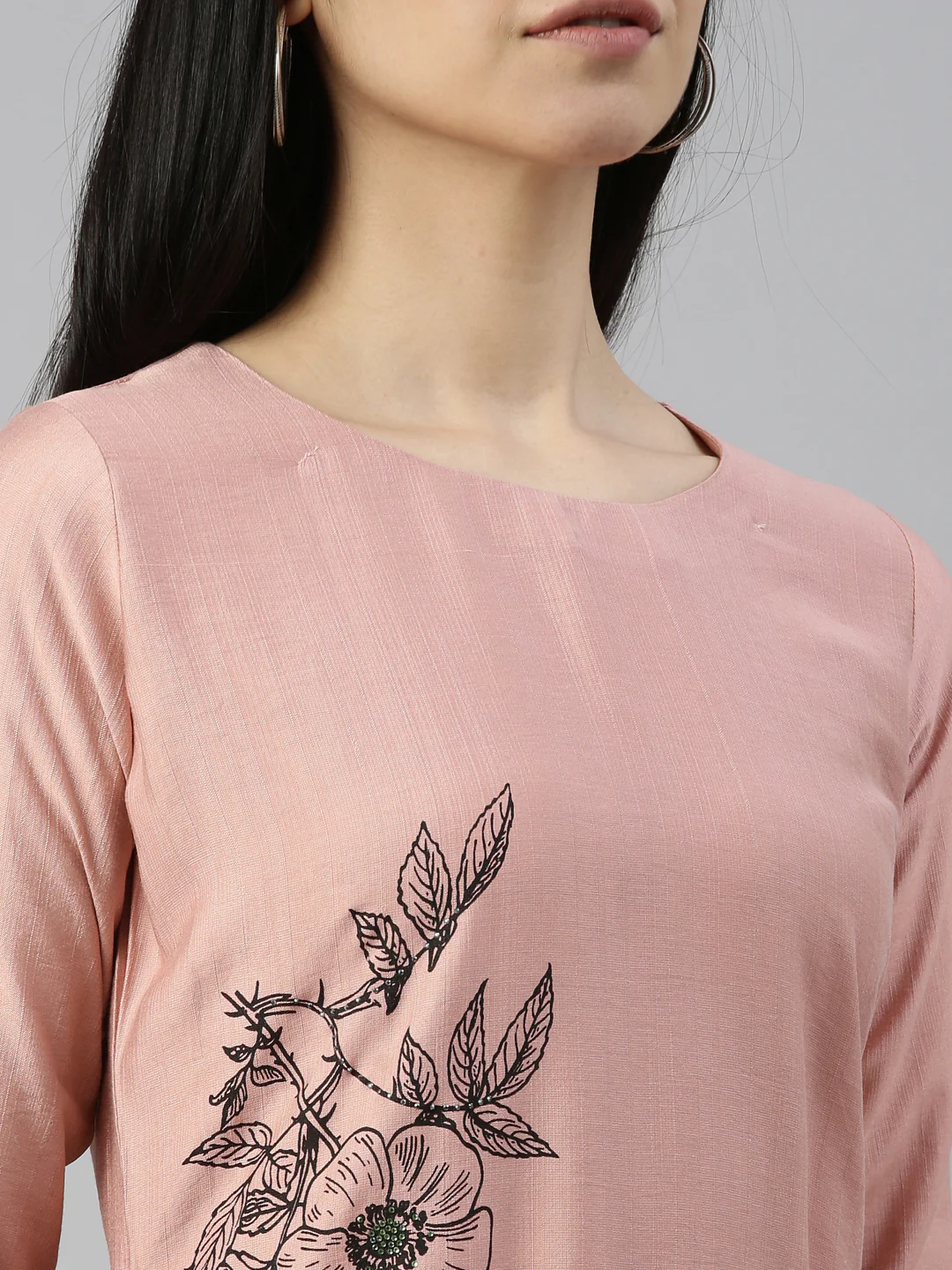 Neerus Peach Color Rayon Fabric Kurta - Image 8