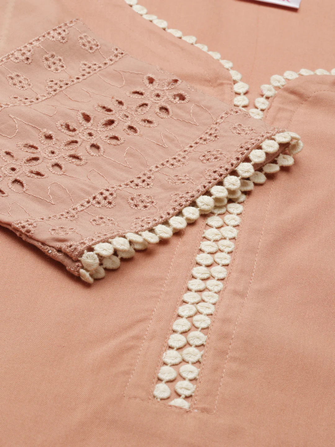 Neerus Peach Color Rayon Fabric Kurta - Image 7