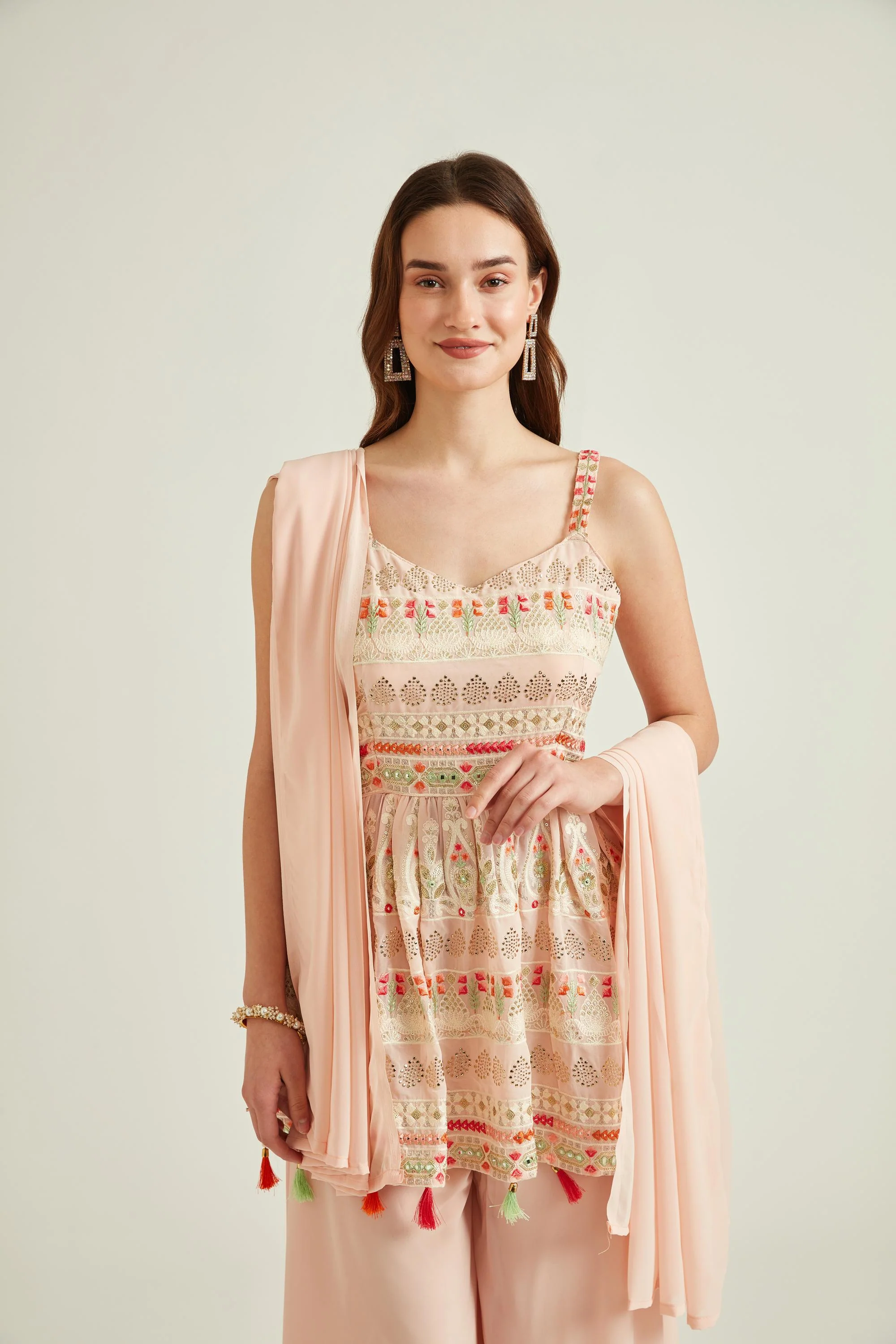 Neerus Peach Colour Georgette Fabric Suit - Image 4