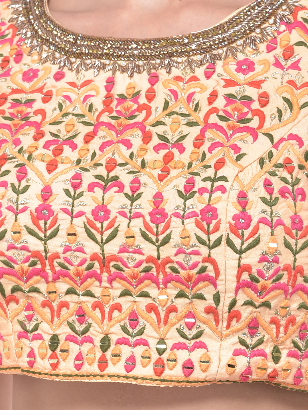Neerus Peach Embroidered Lehenga Set - Image 4