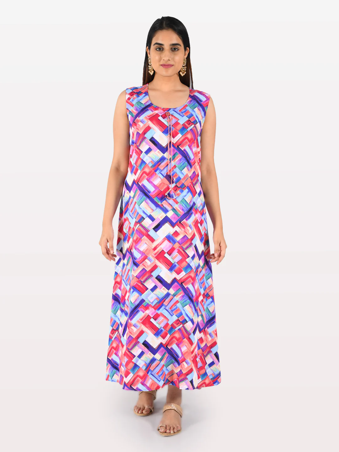 Neerus Peach Printed A Line Kurta - Image 9