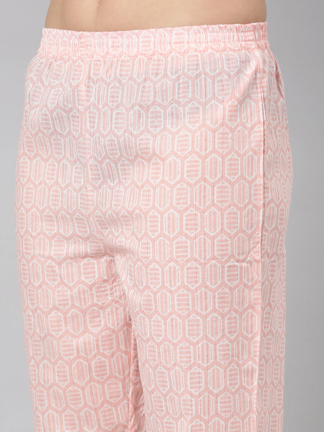 Neerus Peach Regular Straight Floral Kurta And Trousers With Dupatta - Image 6