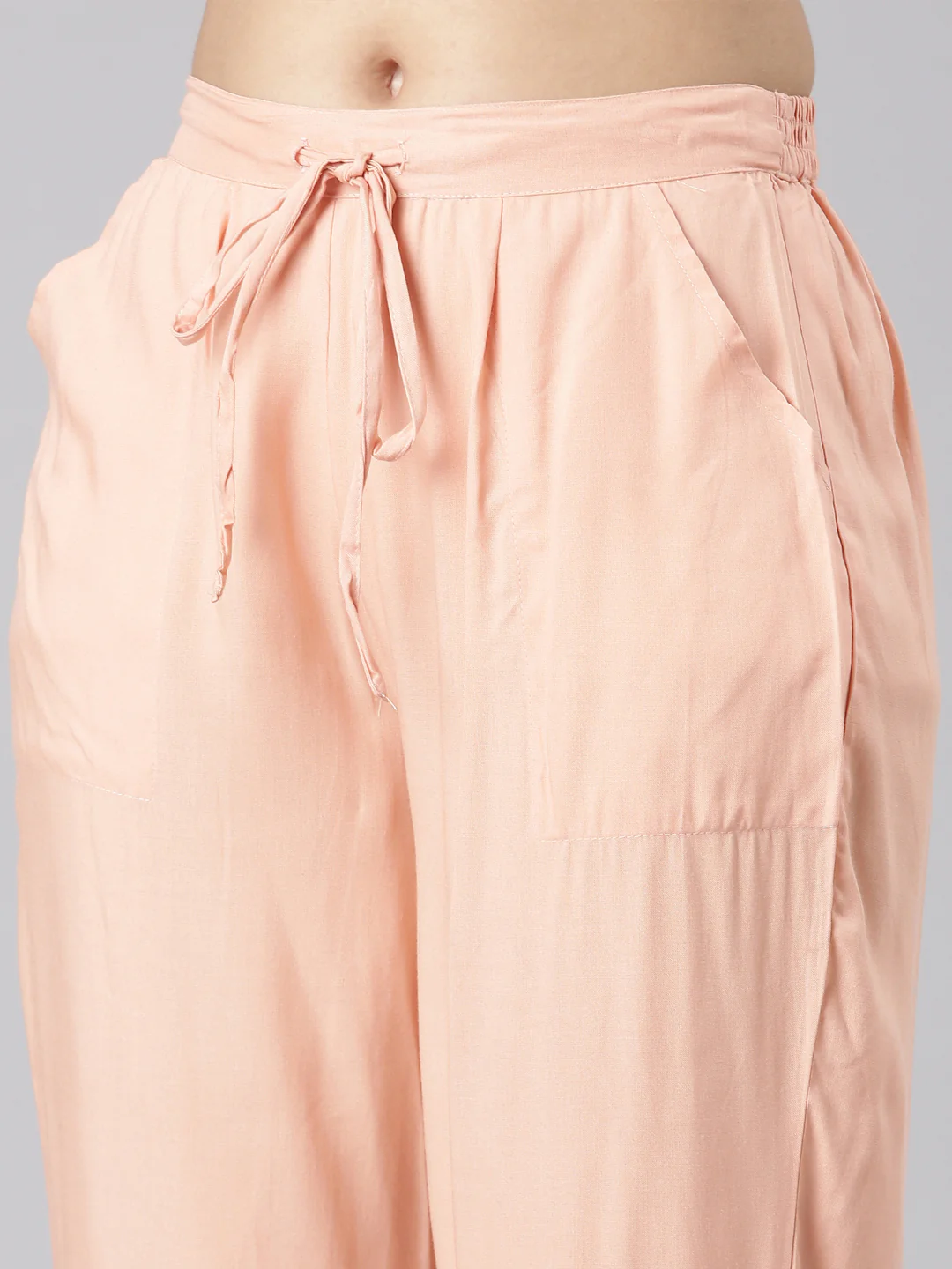 Neerus Peach Straight Casual Floral Kurta and Trouser with Dupatta - Image 7