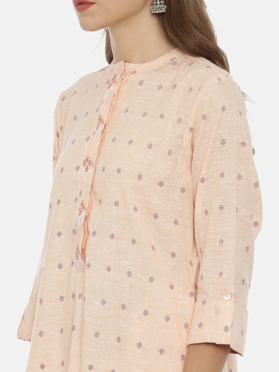 Neerus Peach Straight Kurta - Image 2