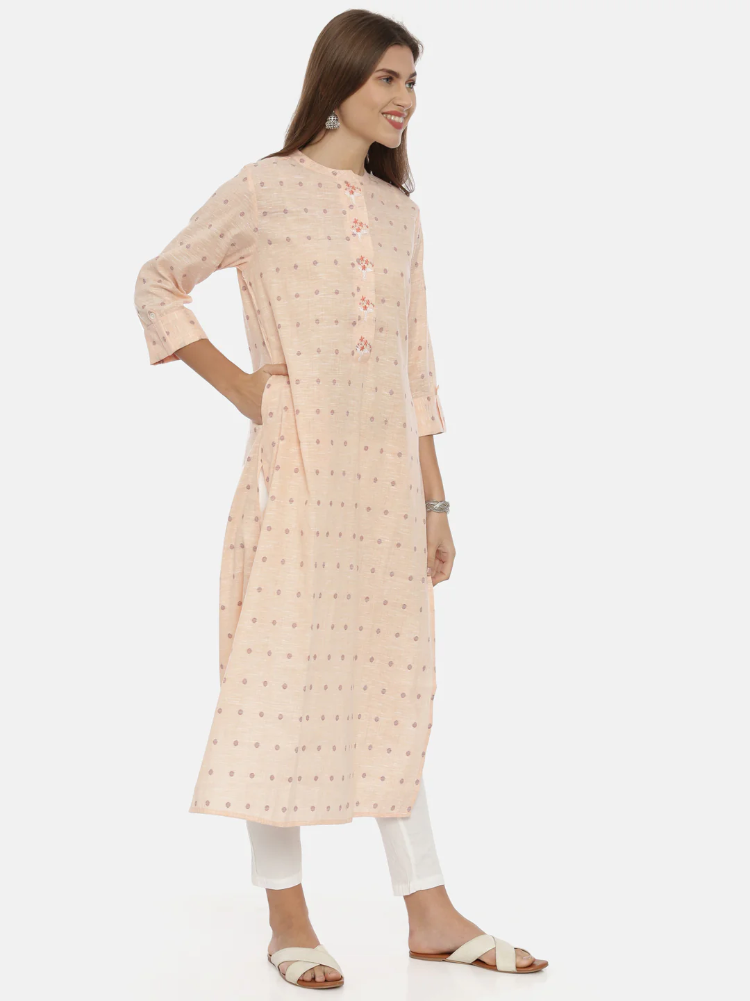 Neerus Peach Straight Kurta - Image 4
