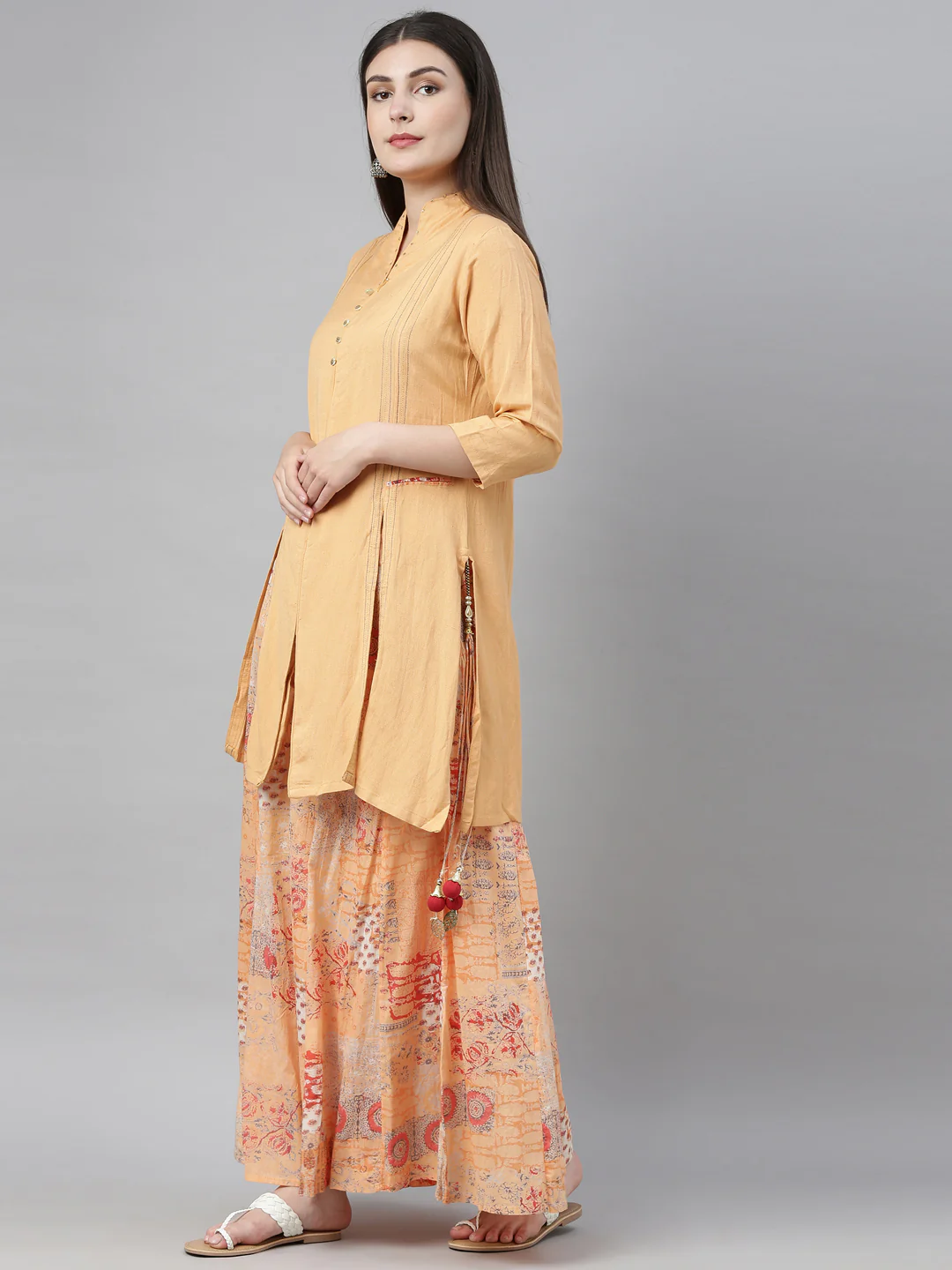 Neerus Peach Straight Kurta - Image 4