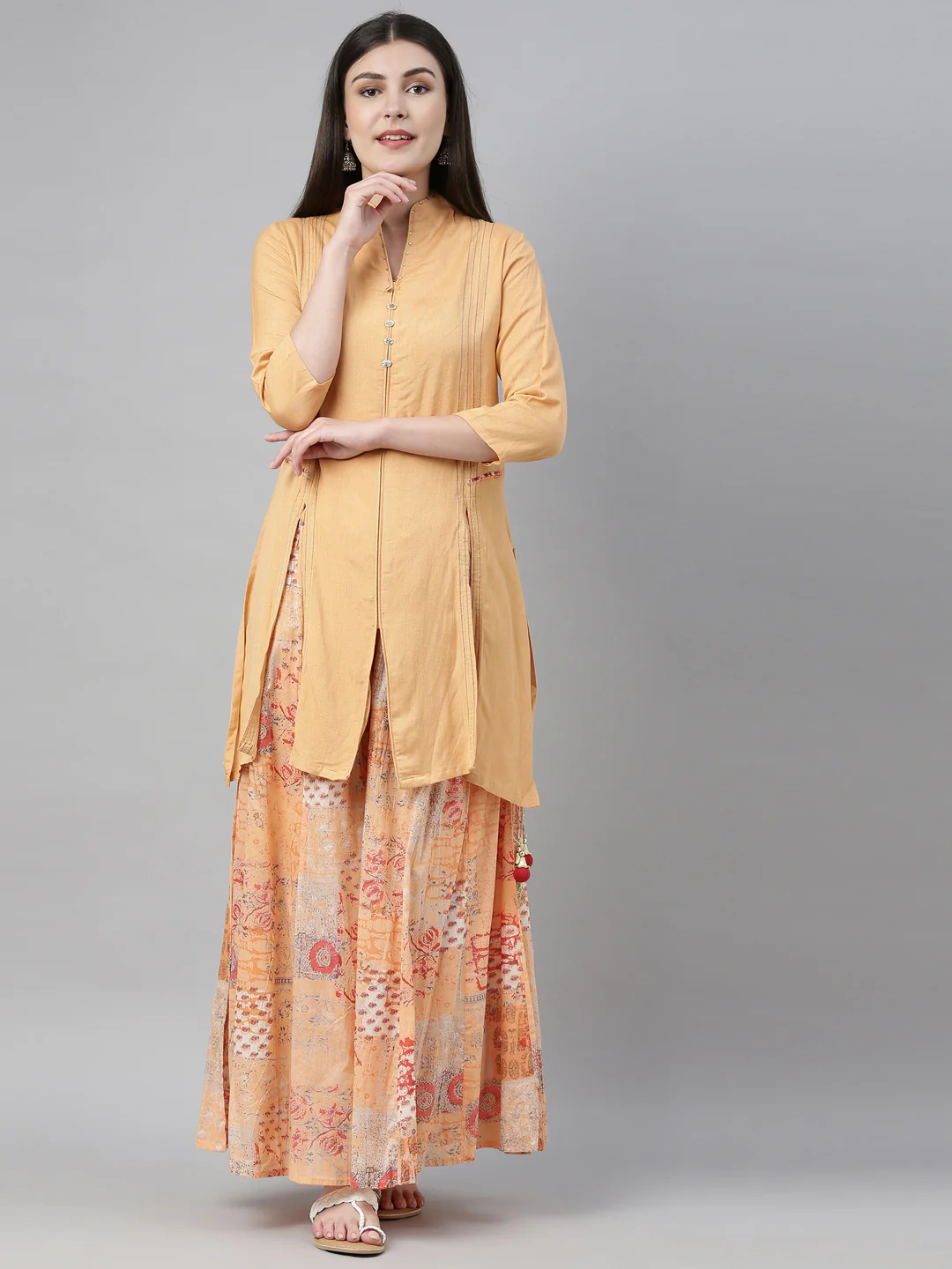 Neerus Peach Straight Kurta - Image 7
