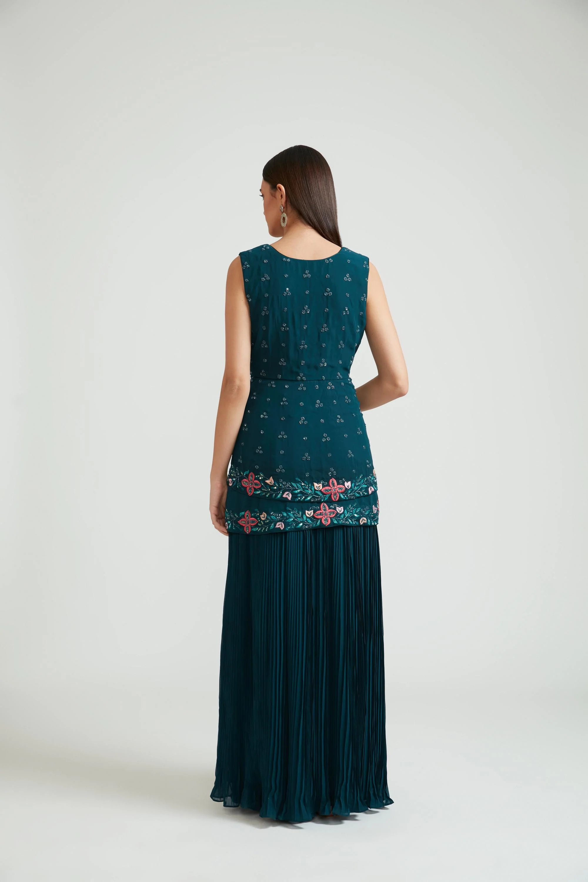 Neerus Peacock Color Georgette Fabric Clothing Set - Image 3