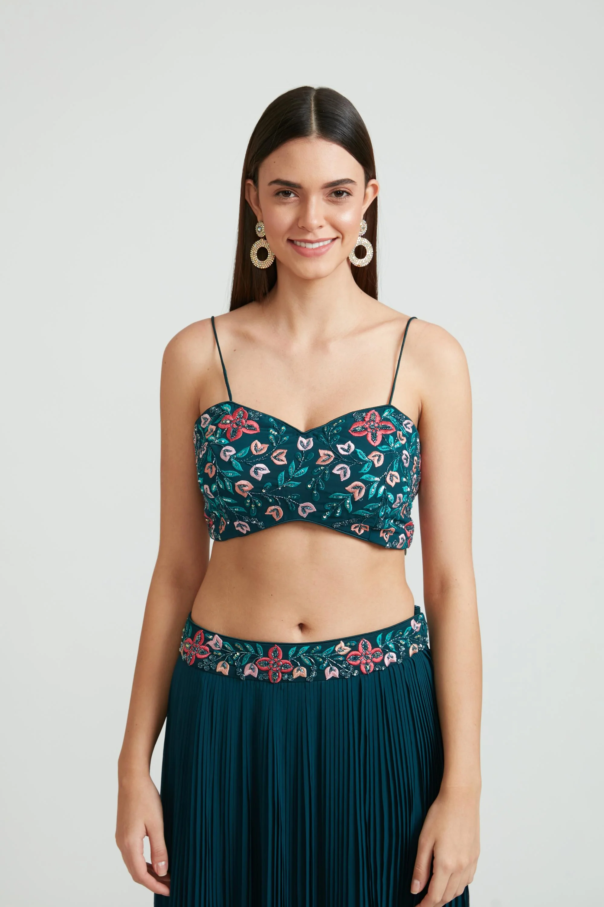 Neerus Peacock Color Georgette Fabric Clothing Set - Image 5
