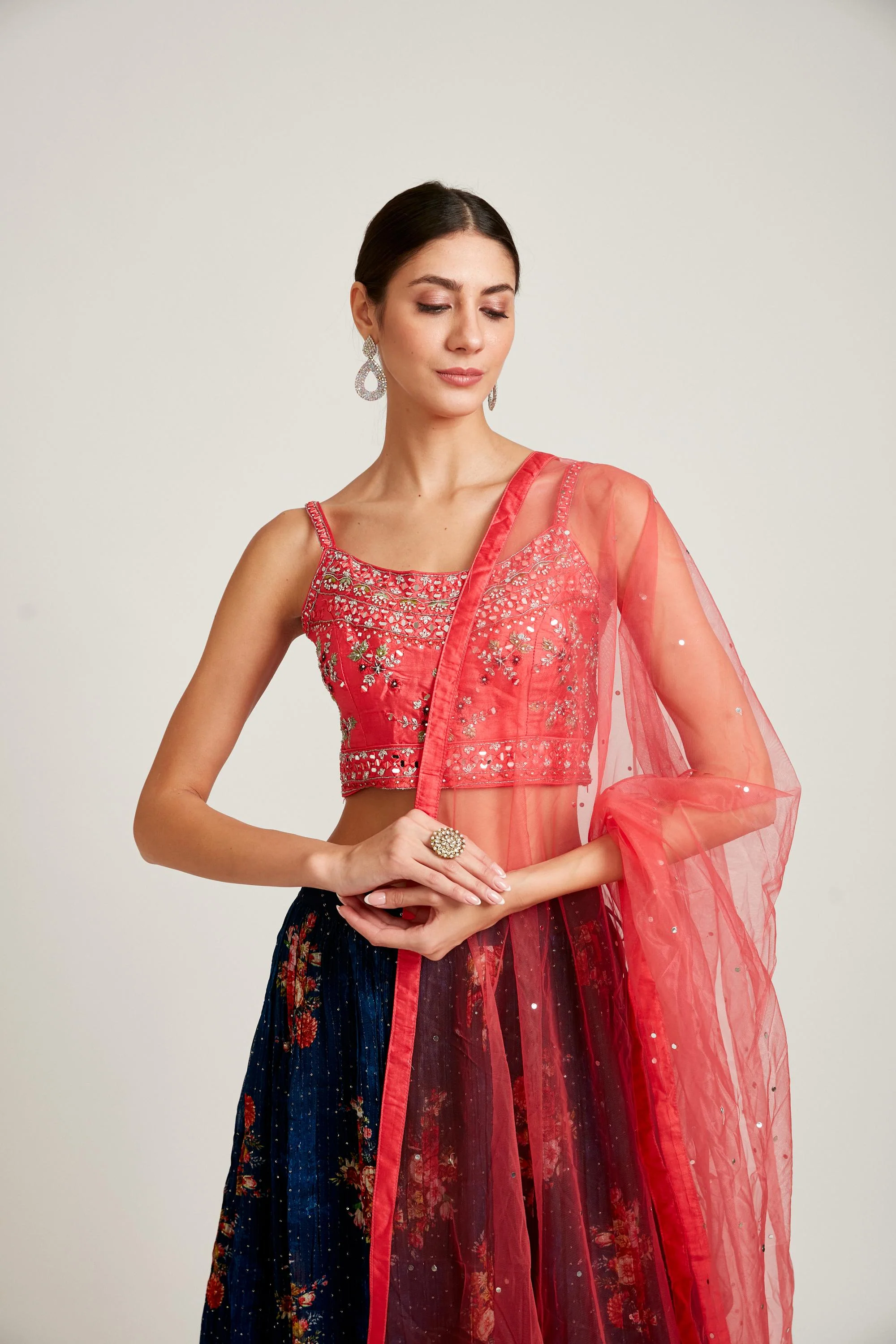 Neerus Peacock Color Georgette Fabric Lehenga Choli - Image 3