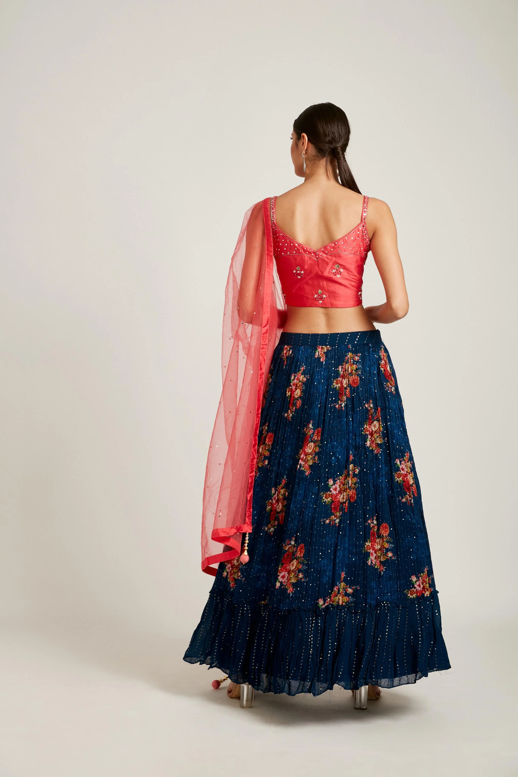 Neerus Peacock Color Georgette Fabric Lehenga Choli - Image 4