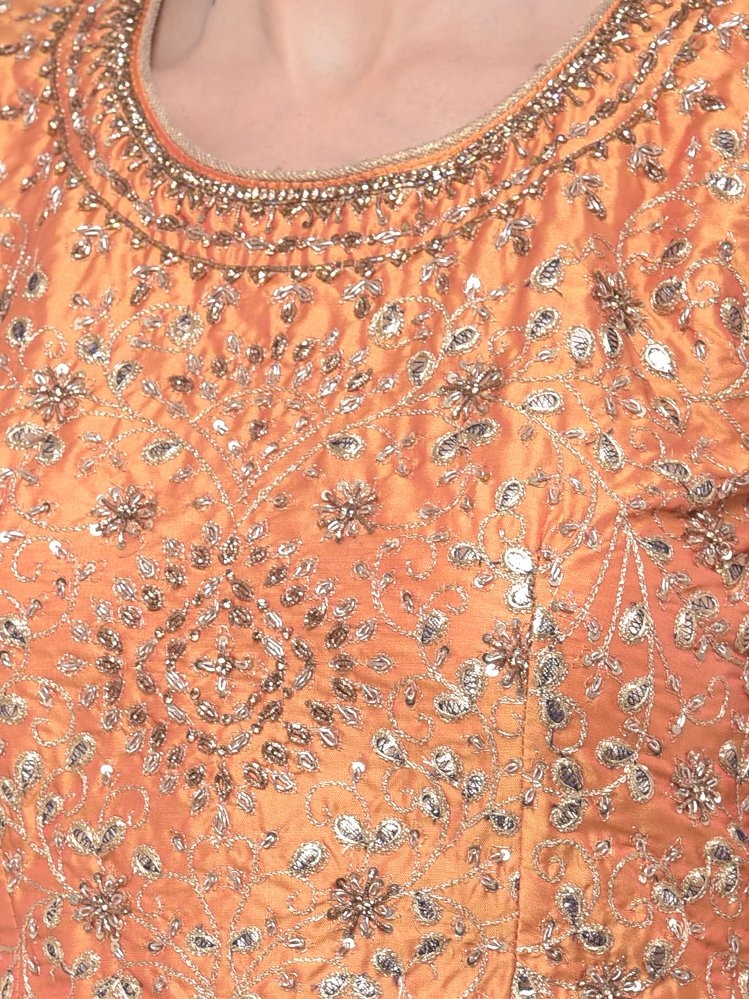 Neerus Peacock Color Nett Fabric Ghagra Set - Image 4