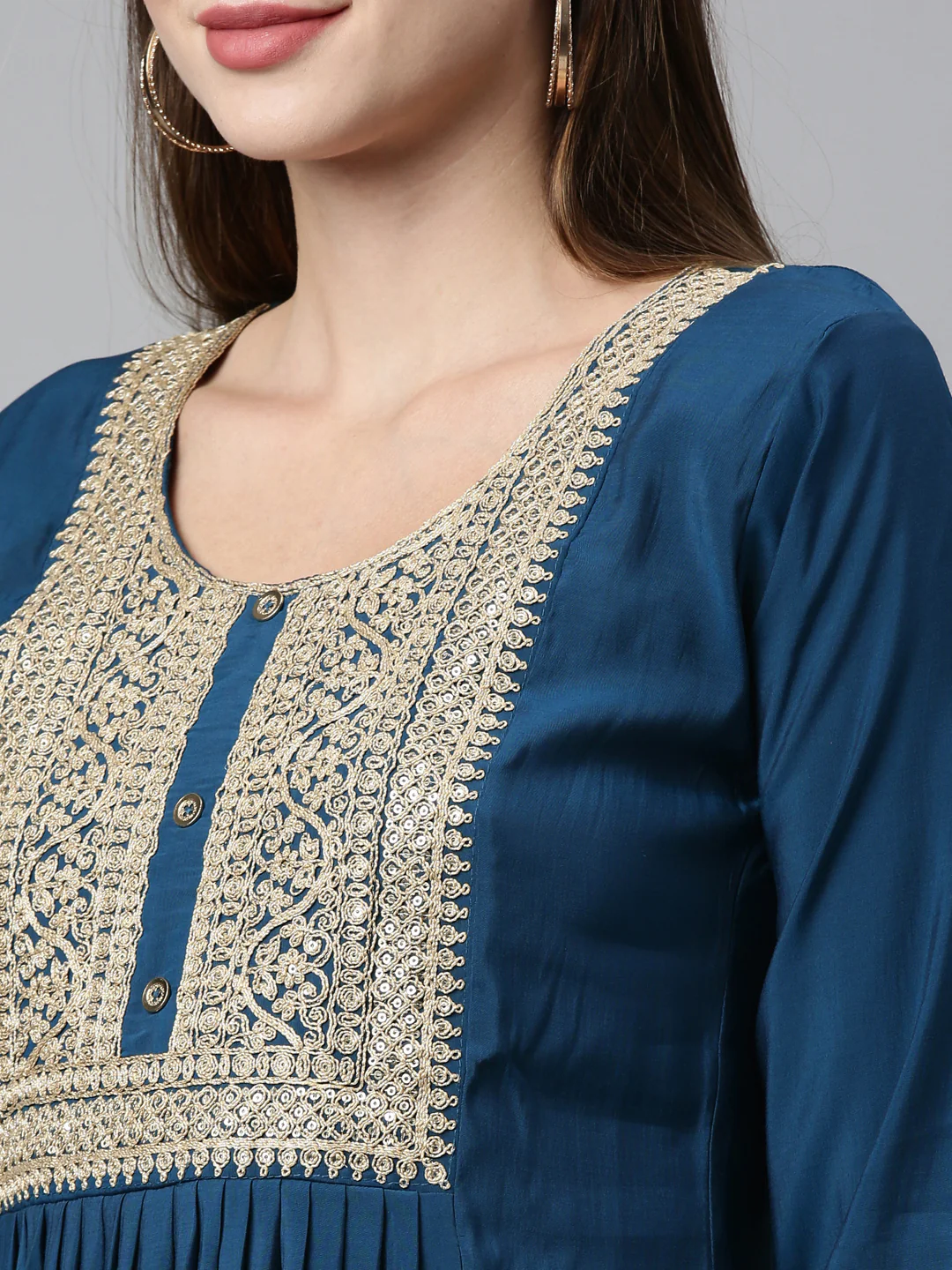 Neerus Peacock Color Shantoon Fabric Kurta Sets - Image 3