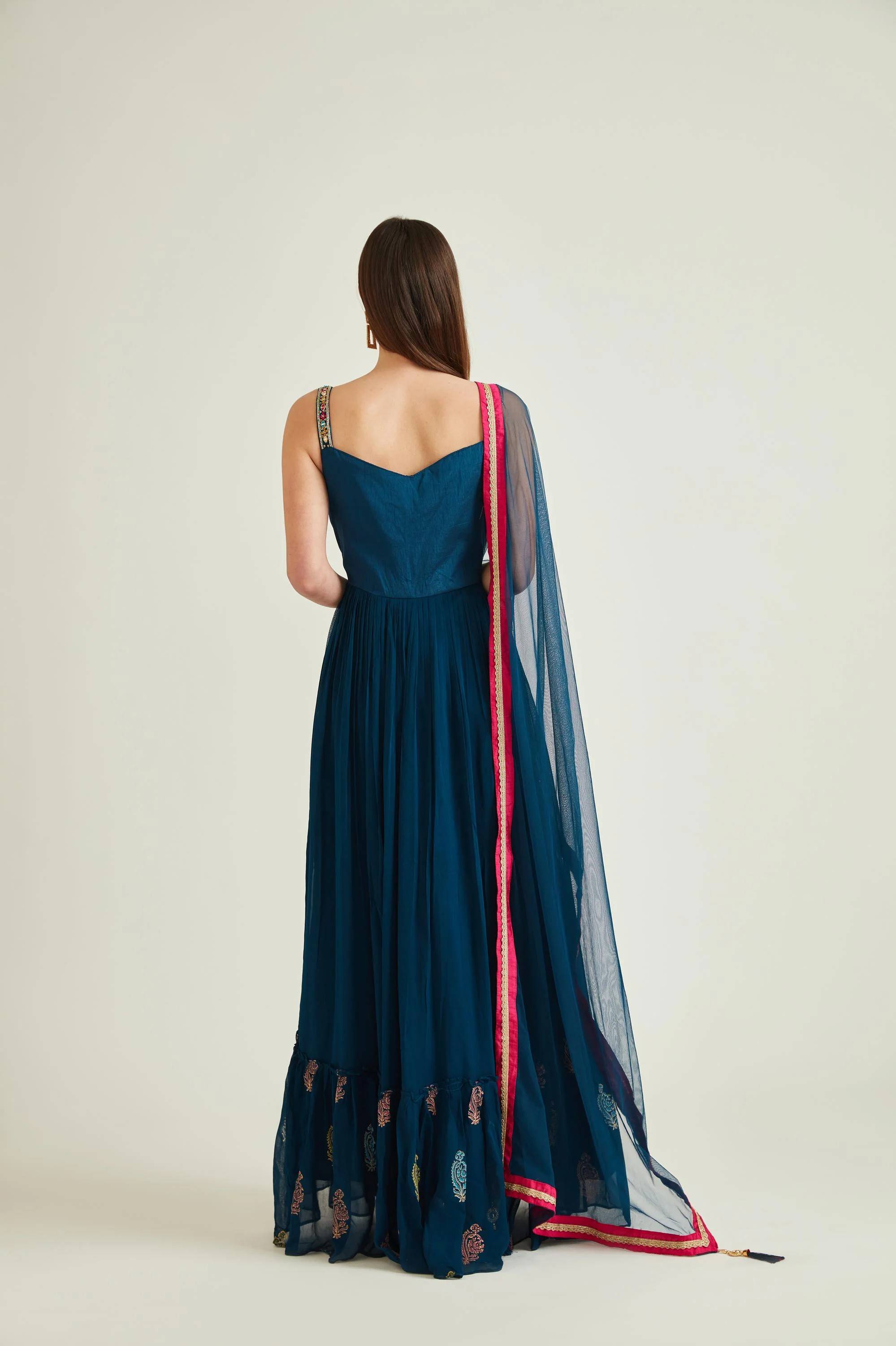 Neerus Peacock Colour Georgette Fabric Suit - Image 2