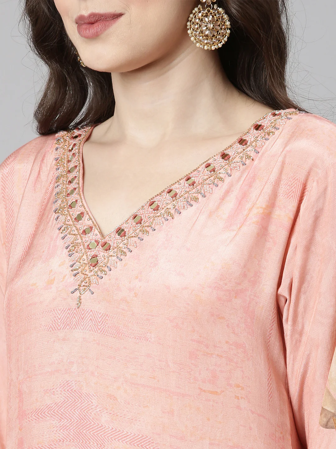 Neerus Pink Casual Straight Kurta and Trousers With Dupatta - Image 5