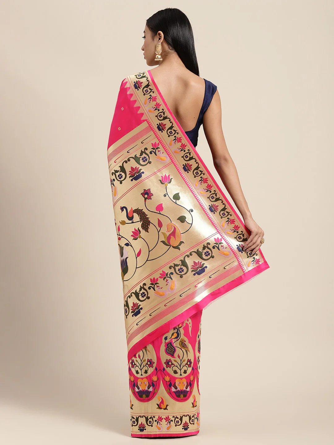 Neerus Pink Color Banaras Fabric Saree - Image 2
