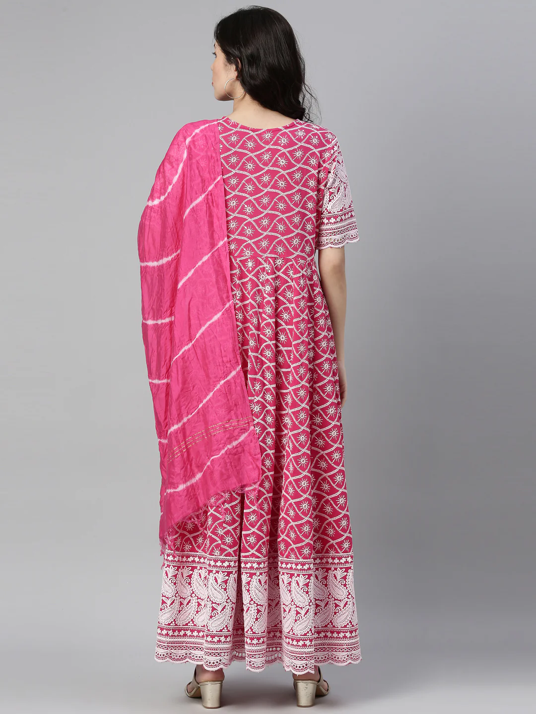 Neerus Pink Color Cotton Fabric Kurta - Image 2