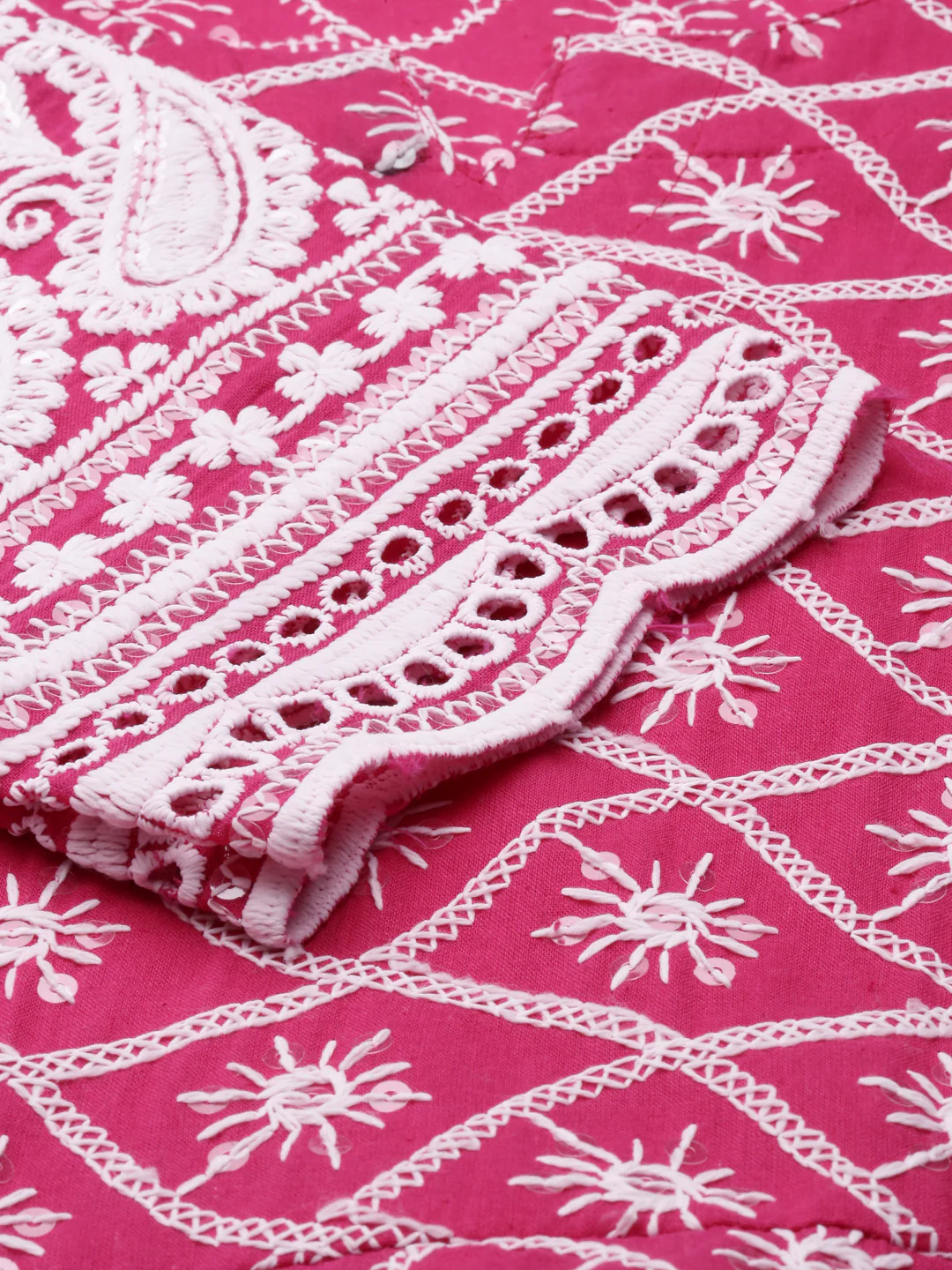Neerus Pink Color Cotton Fabric Kurta - Image 6