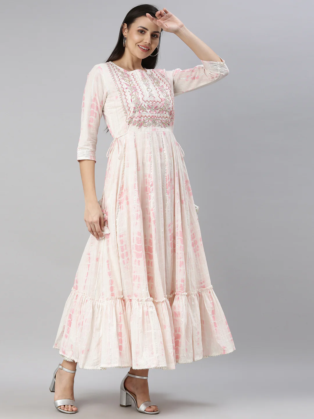 Neerus Pink Color Cotton Fabric Kurta - Image 4