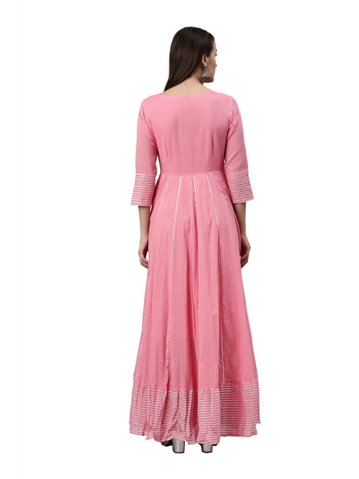 Neerus Pink Color Cotton Fabric Kurta - Image 5