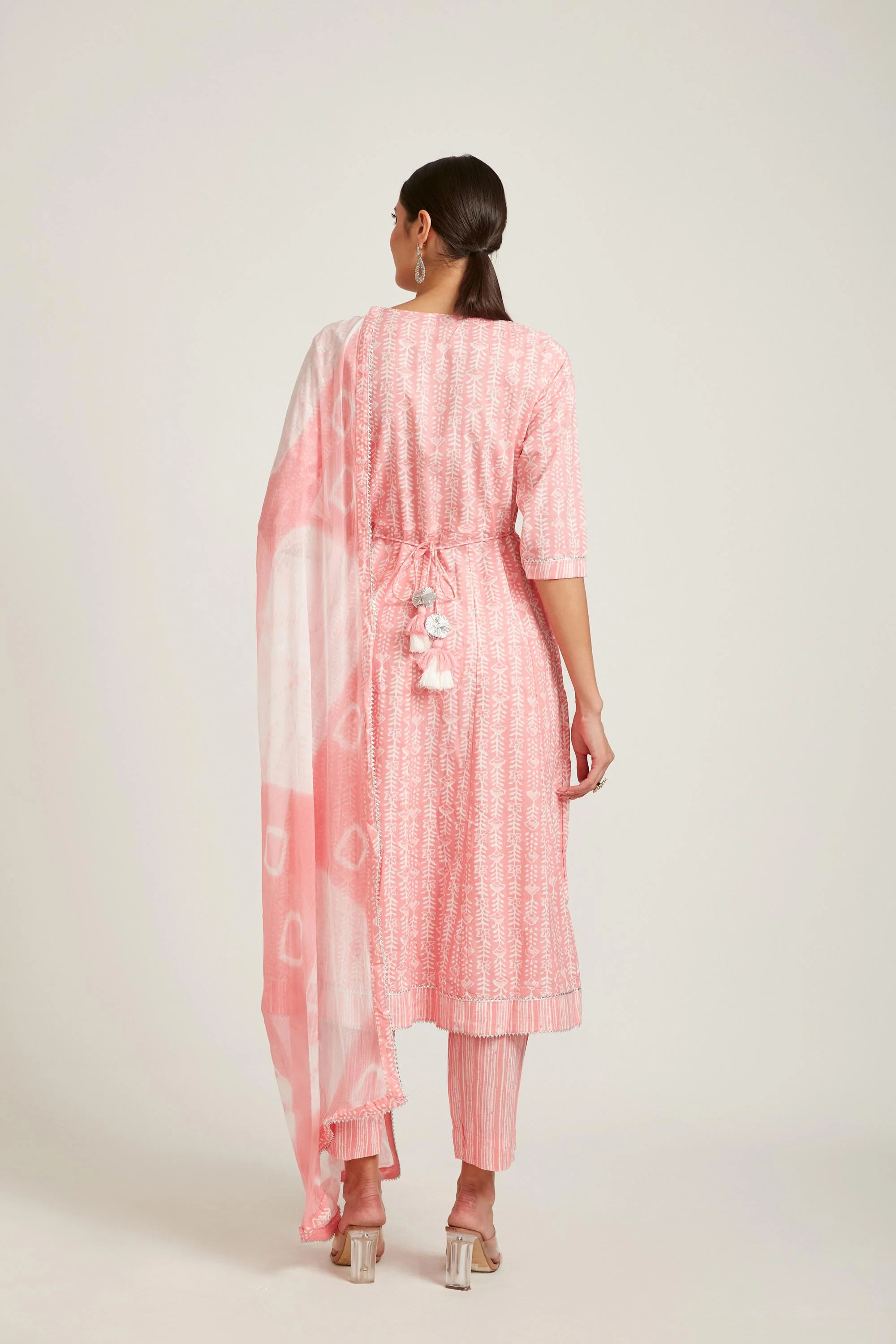 Neerus Pink Color Cotton Fabric Kurta Set - Image 2