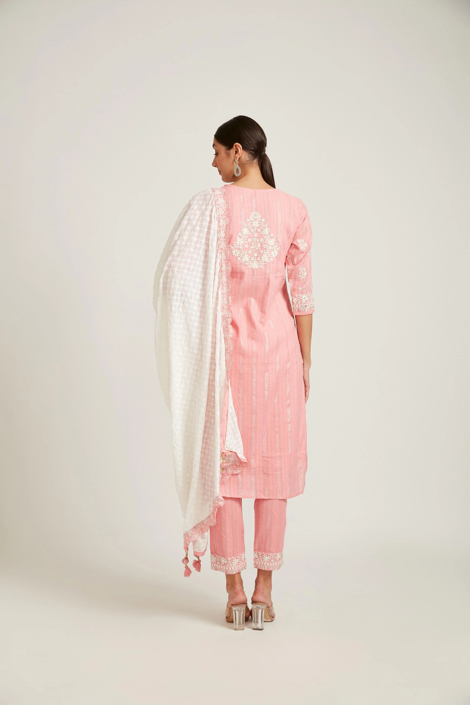 Neerus Pink Color Cotton Fabric Kurta Set - Image 2