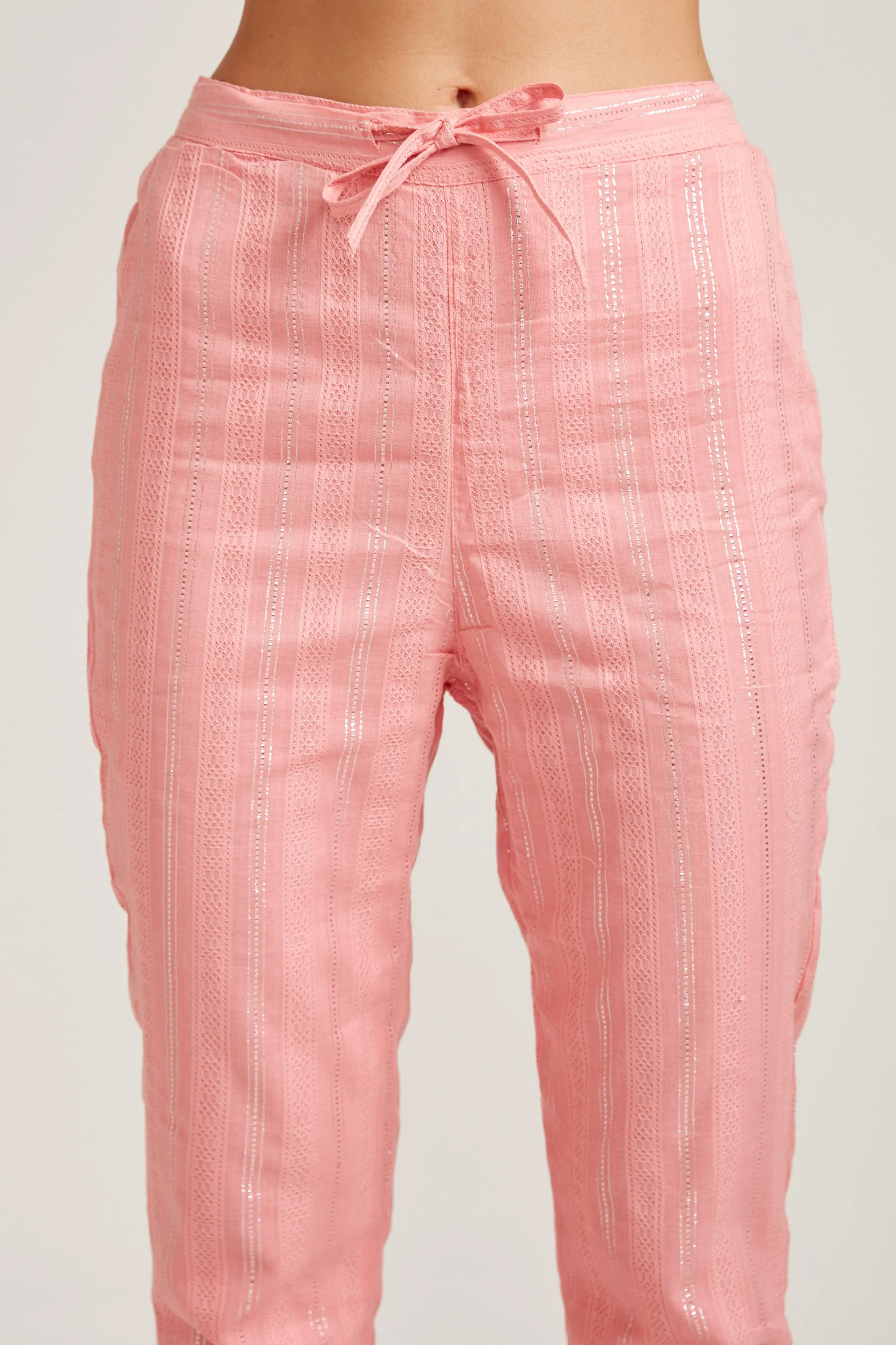 Neerus Pink Color Cotton Fabric Kurta Set - Image 5