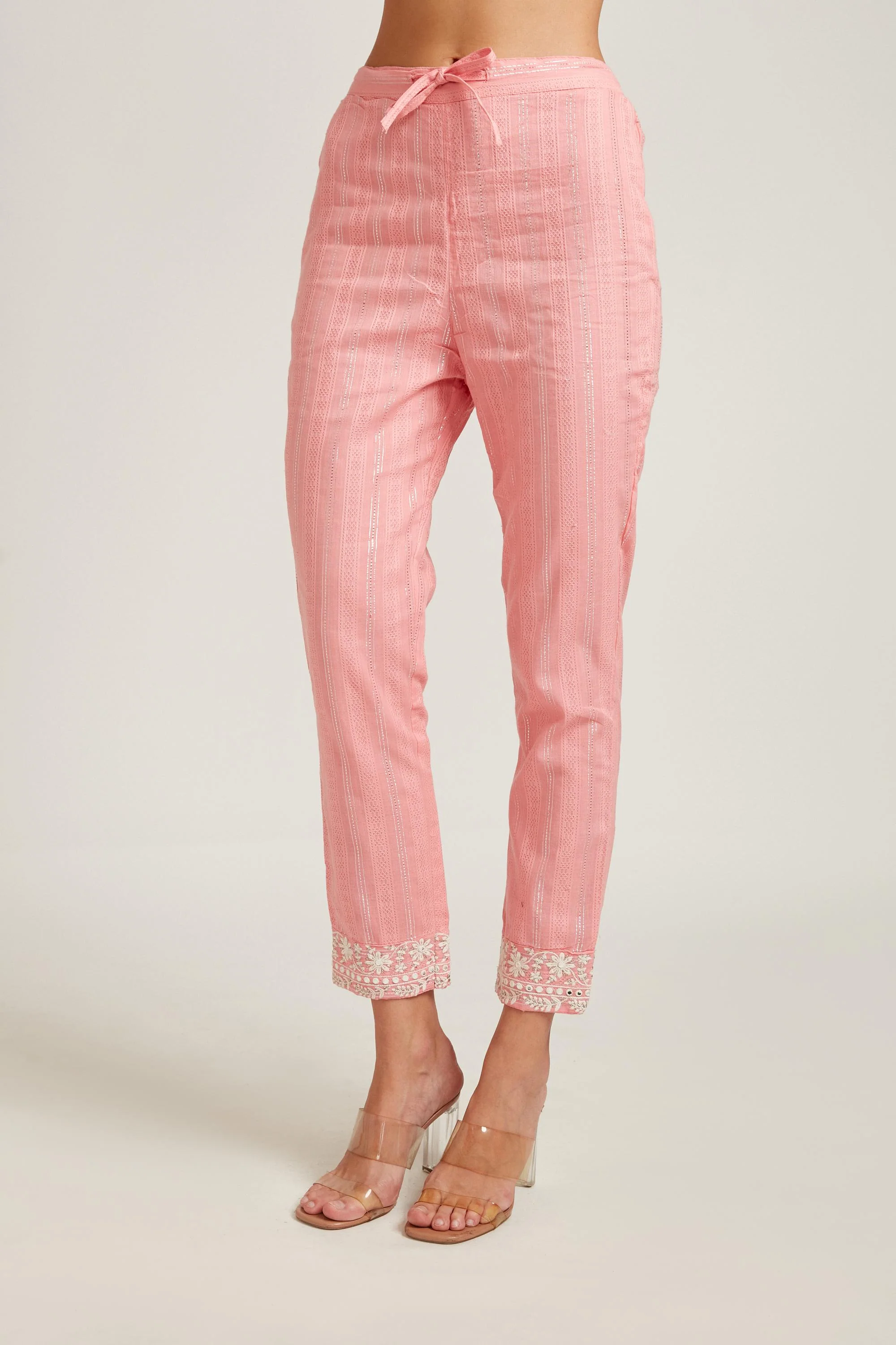 Neerus Pink Color Cotton Fabric Kurta Set - Image 6