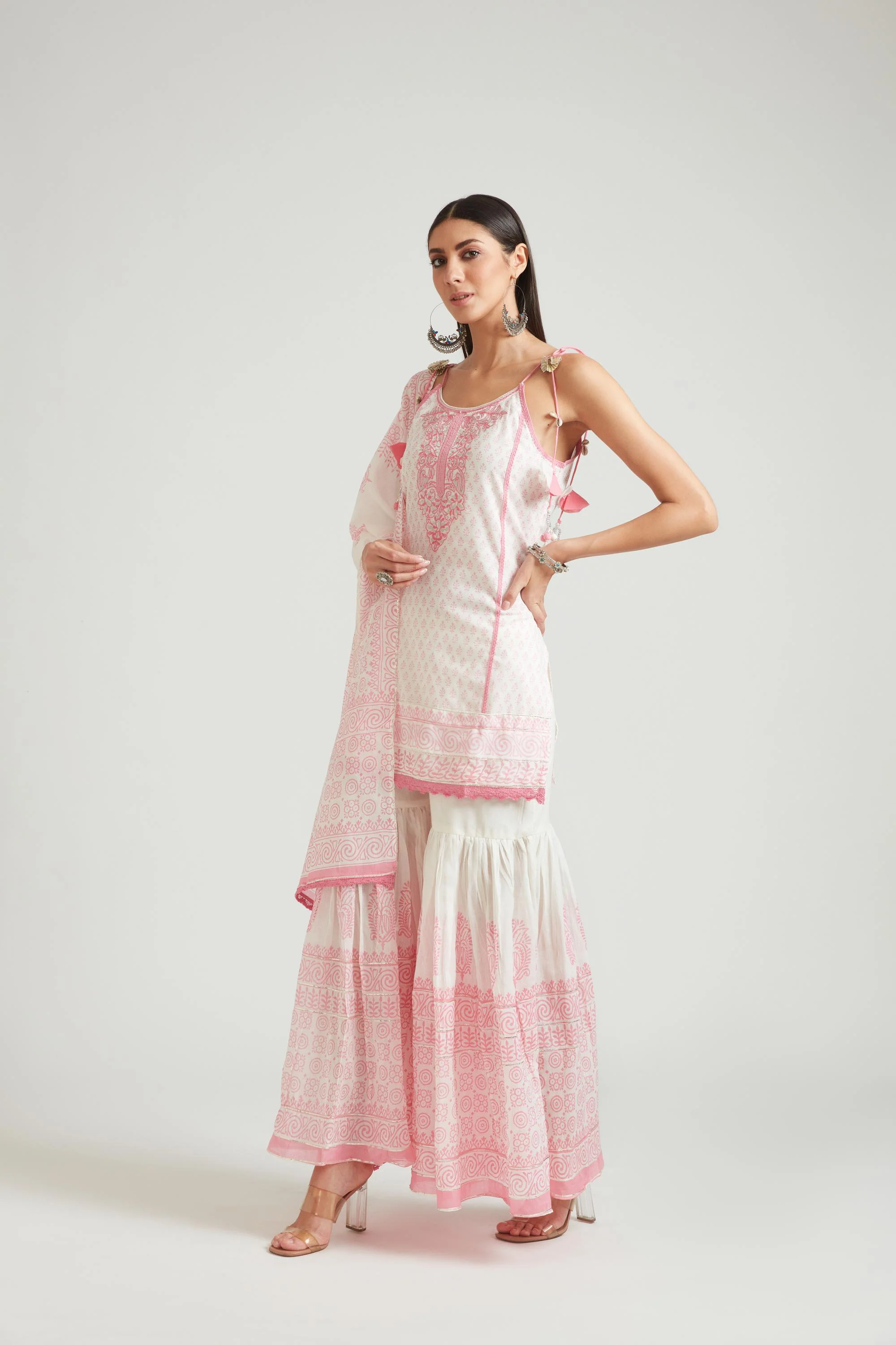 Neerus Pink Color Cotton Fabric Salwar Kameez