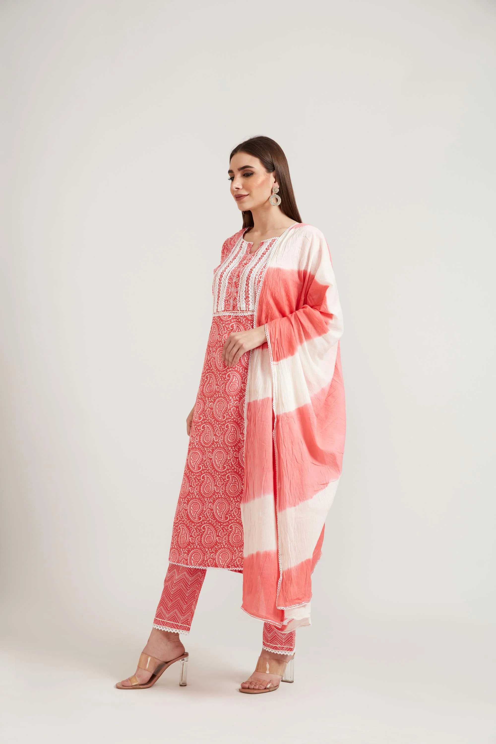 Neerus Pink Color Cotton Fabric Suit Set - Image 4
