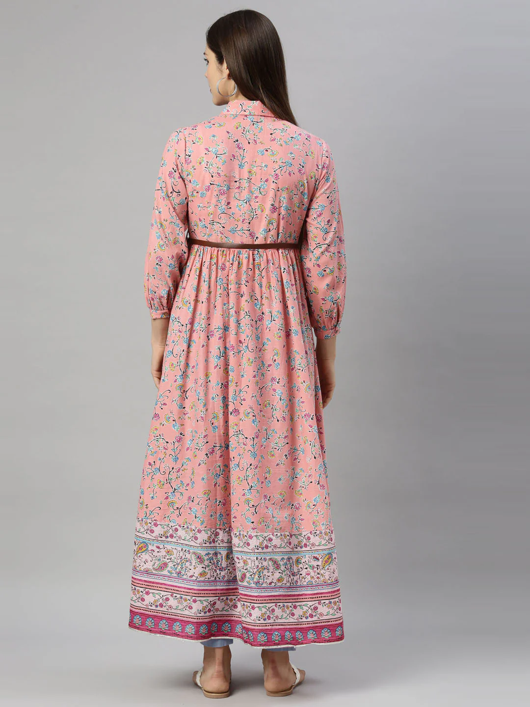 Neerus Pink Color Cotton Fabric Tunic - Image 6