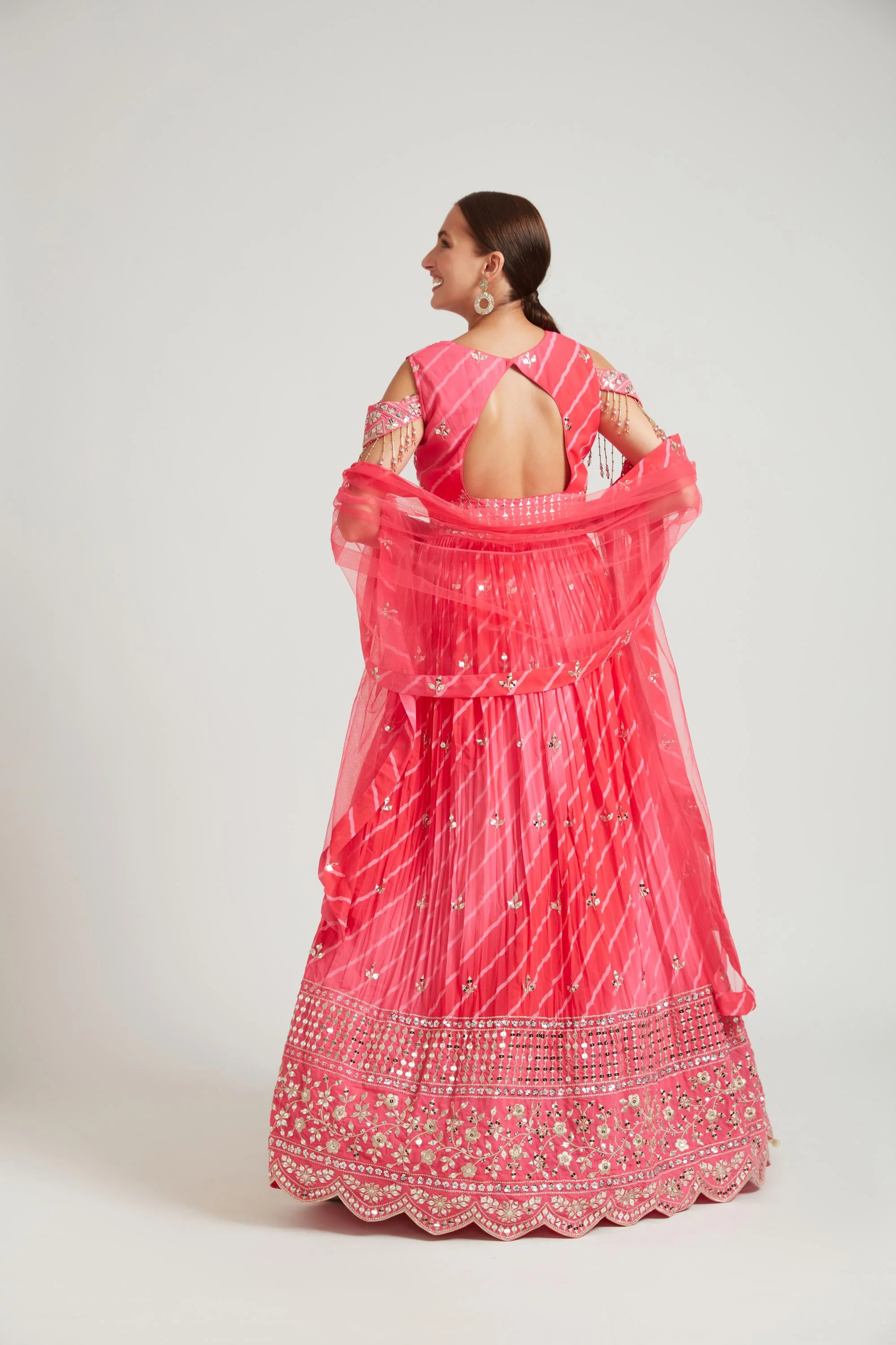 Neerus Pink Color Georgette Fabric Gown - Image 4
