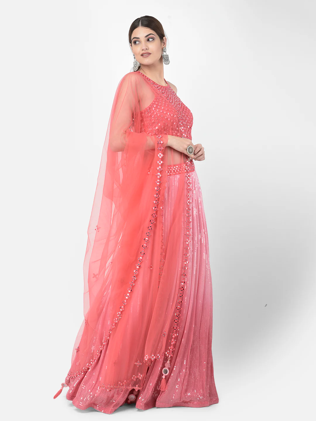 Neerus Pink Color Georgette Fabric Lehenga Choli - Image 3