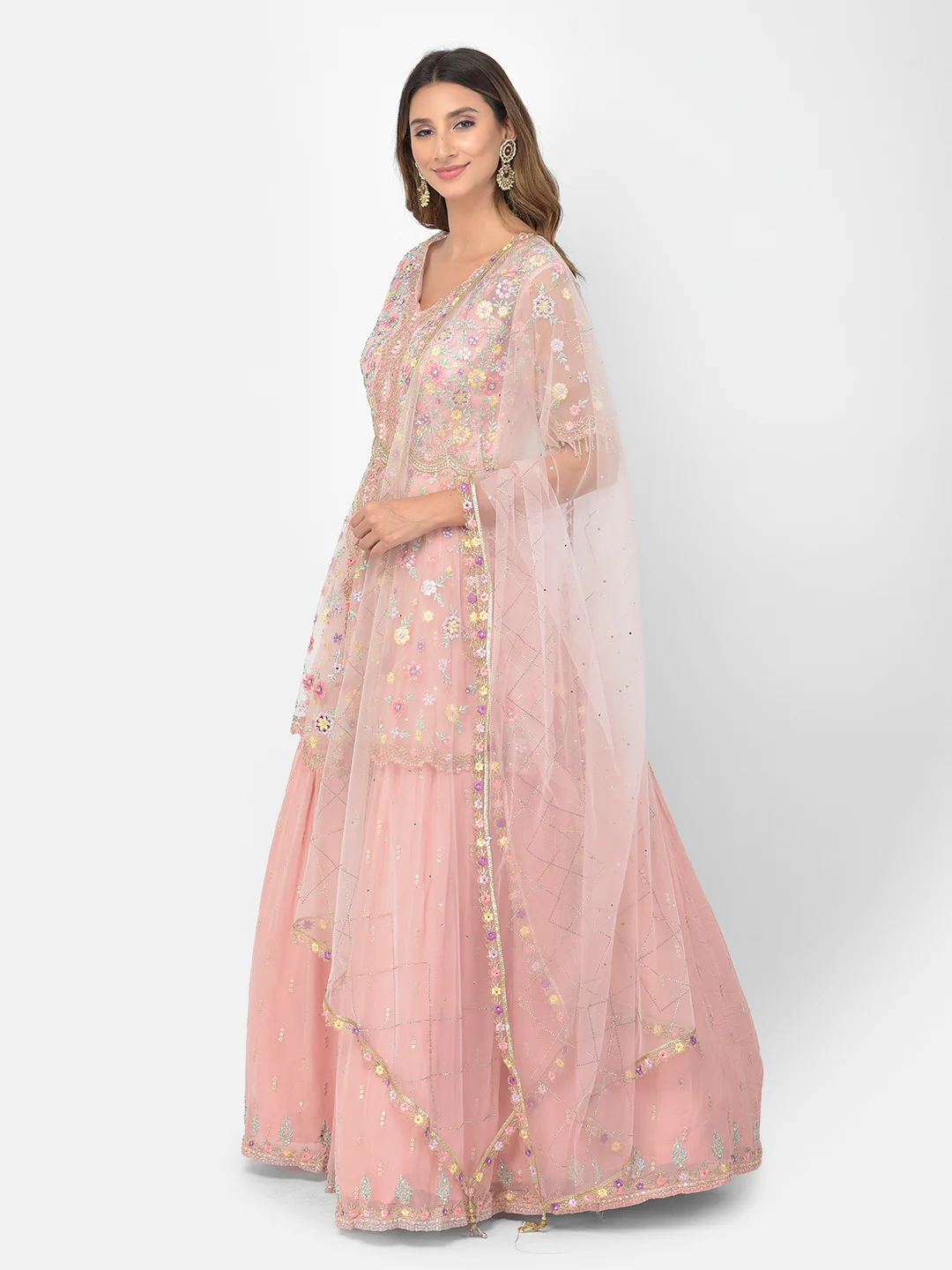 Neerus Pink Color Georgette Fabric Salwar Kameez - Image 2