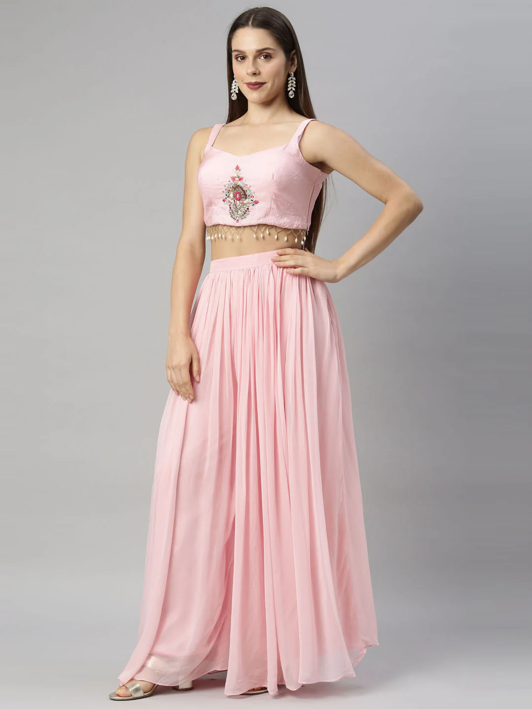 Neerus Pink Color Georgette Fabric Suit-Fusion - Image 4