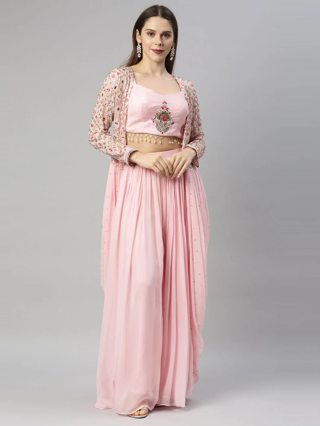 Neerus Pink Color Georgette Fabric Suit-Fusion - Image 7