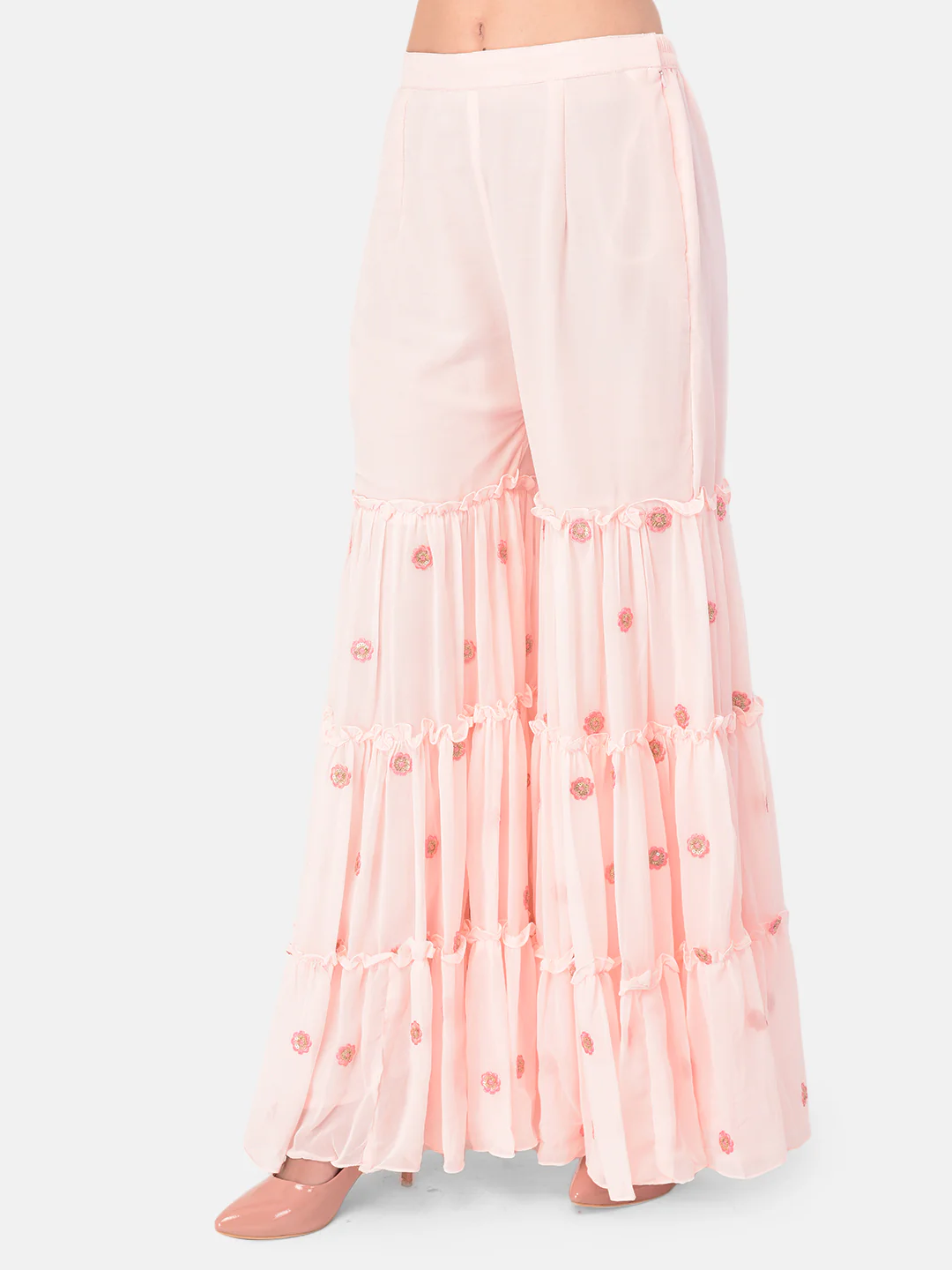 Neerus Pink Color Georgette Fabric Suit-Gharara - Image 4