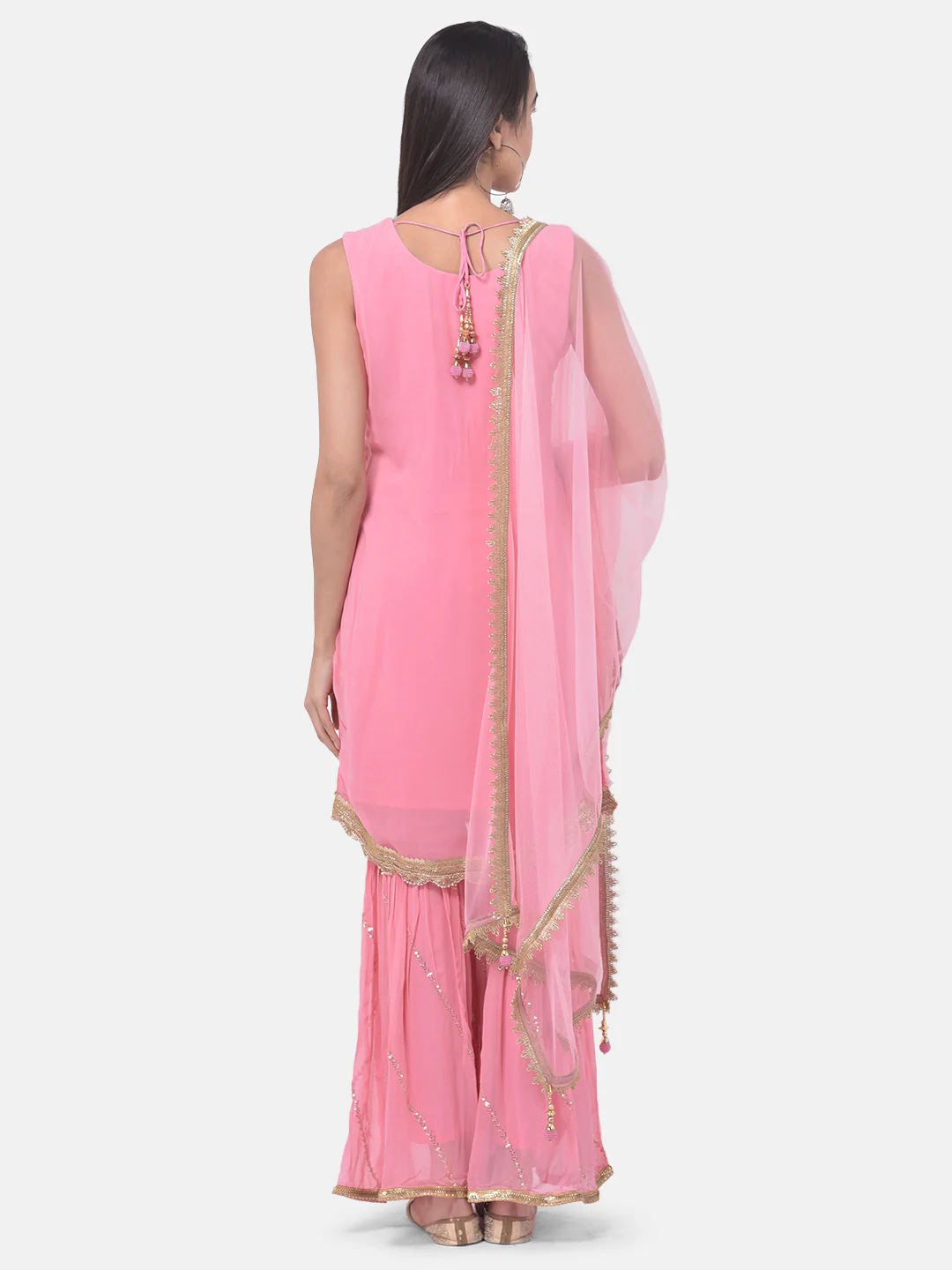 Neerus Pink Color Georgette Fabric Suit-Gharara - Image 4