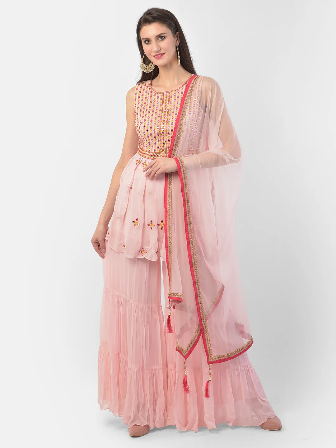 Neerus Pink Color Georgette Fabric Suit-Short Anarkali - Image 8