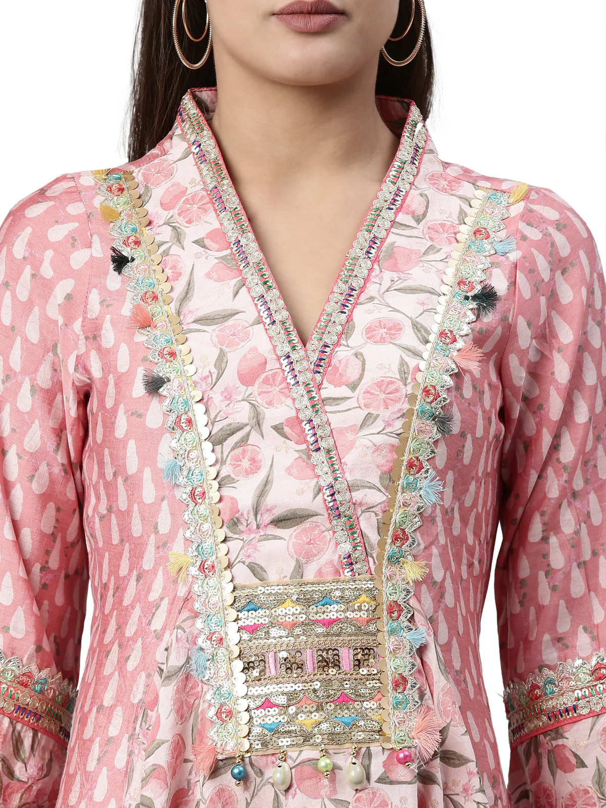 Neerus Pink Color Model Fabric Kurta - Image 2