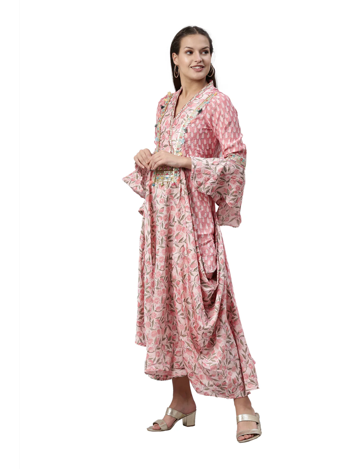 Neerus Pink Color Model Fabric Kurta - Image 3