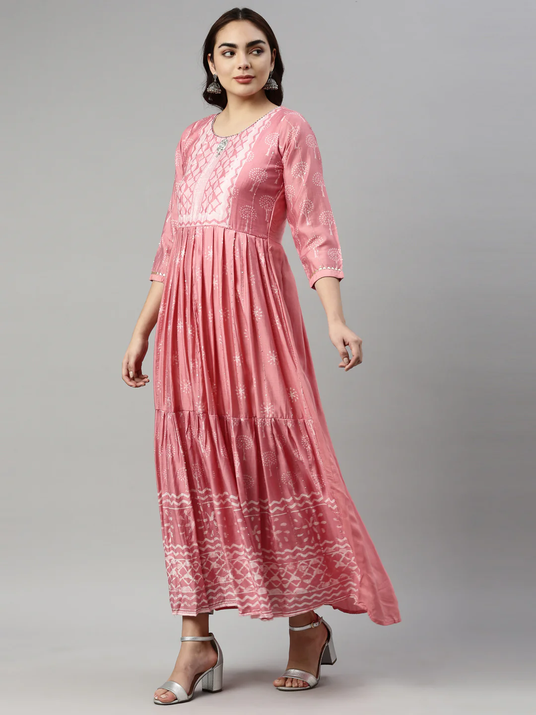 Neerus Pink Color Model Fabric Kurta - Image 3
