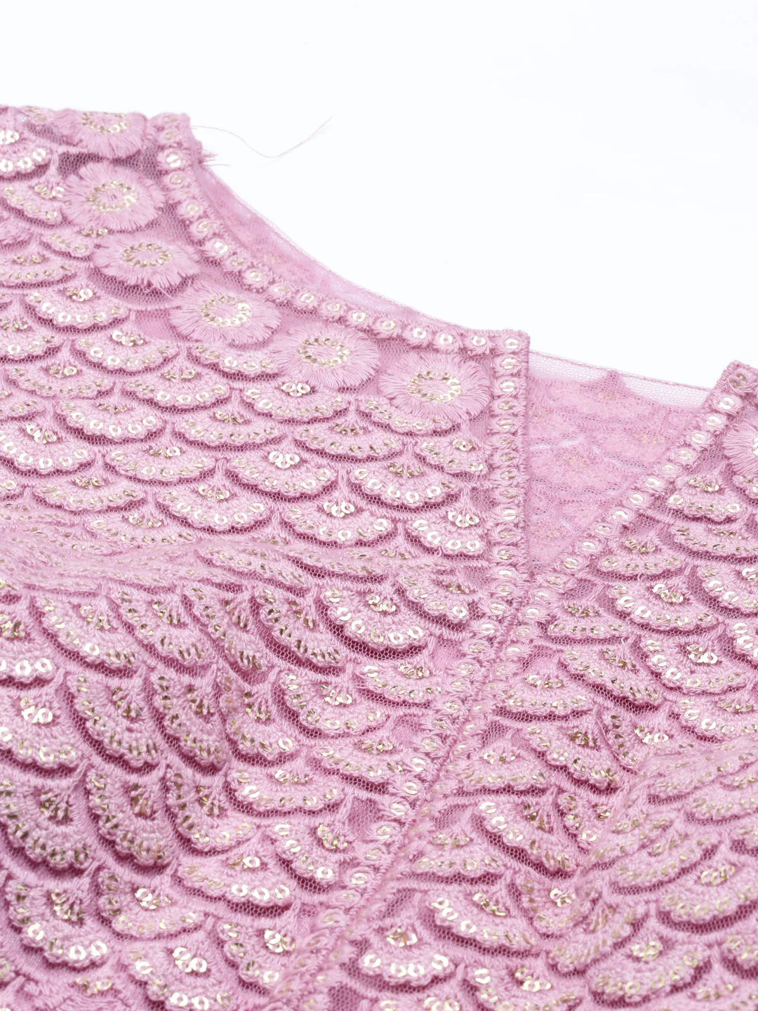 Neerus Pink Color Nett Fabric Gown - Image 3