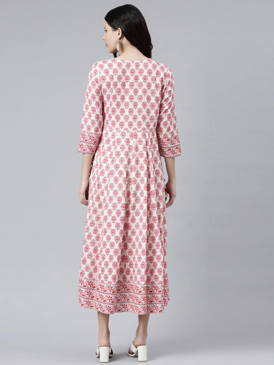 Neerus Pink Color Rayon Fabric Dress - Image 3