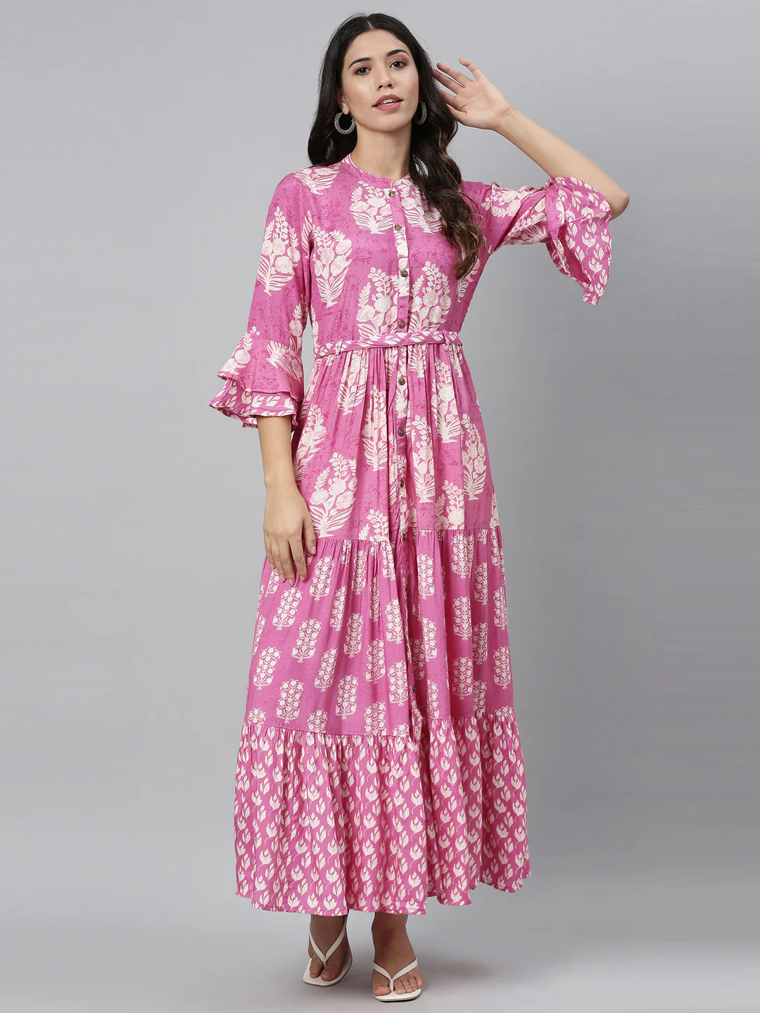 Neerus Pink Color Santoon Fabric Kurta - Image 5