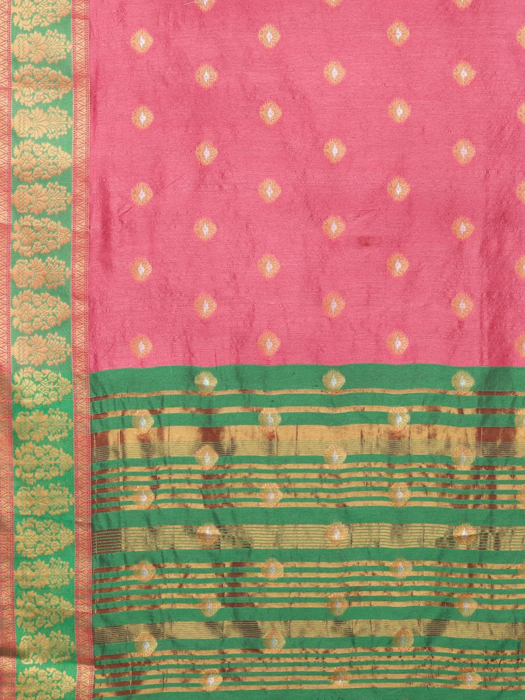 Neerus Pink Color Silk Cotton Fabric Saree With Blouse Piece - Image 4